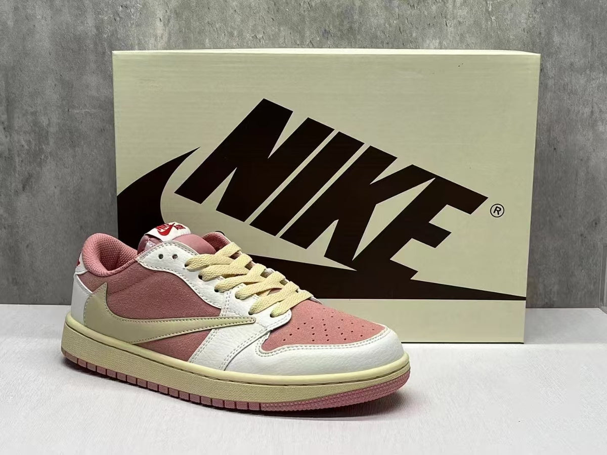 Air Jordan 1D Macho Pink Reverse Swoosh Sneakers
