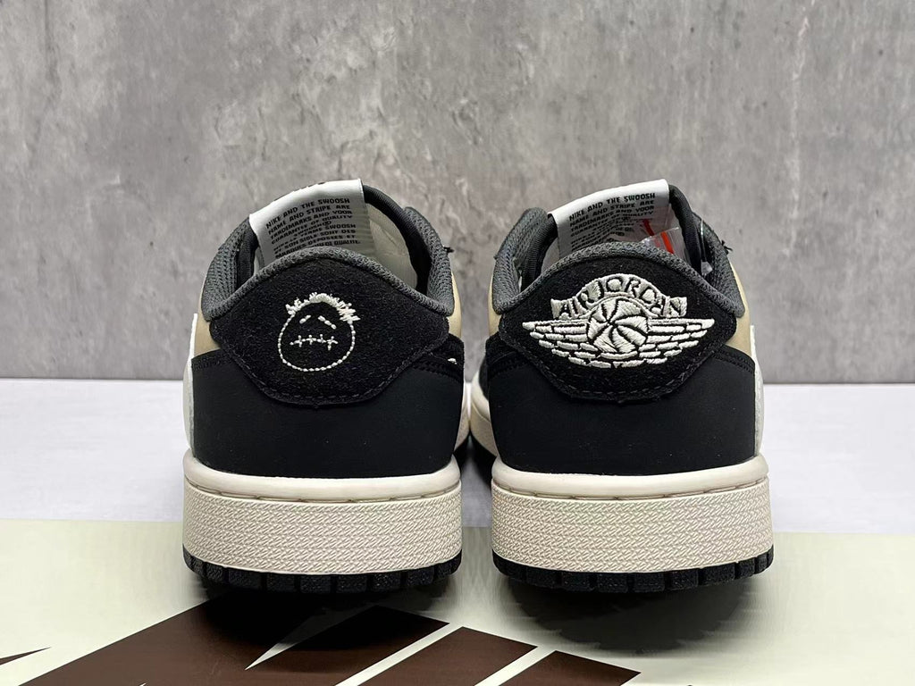 Air Jordan 1D Beige Black Reverse Swoosh Sneakers