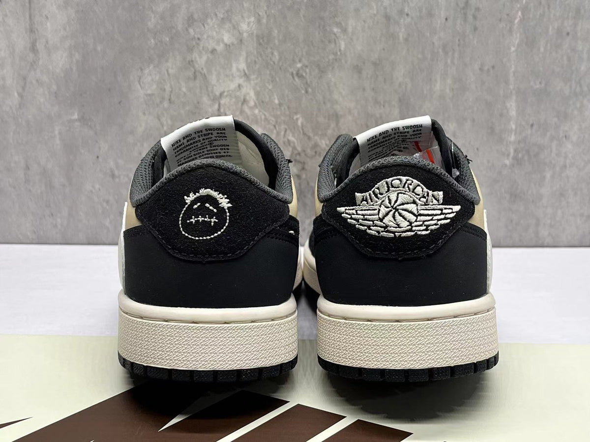 Air Jordan 1D Beige Black Reverse Swoosh Sneakers